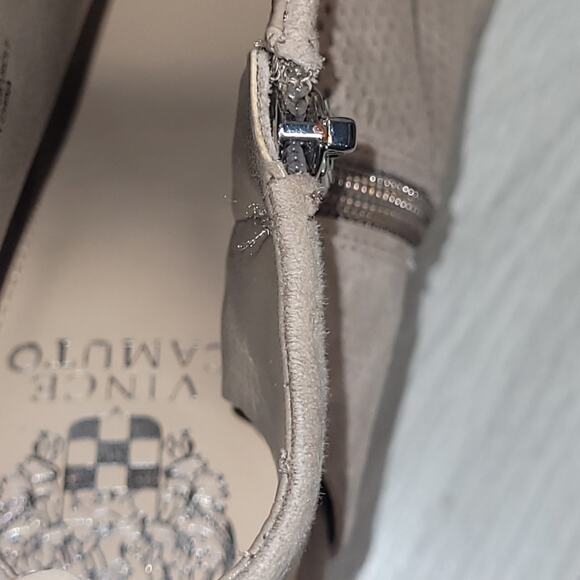 Vince Camuto Womens Open Toe Heeled Tan Leather Booties Size 10 - Picture 6 of 12